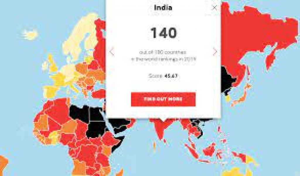 India placed at 142nd rank in World press freedom