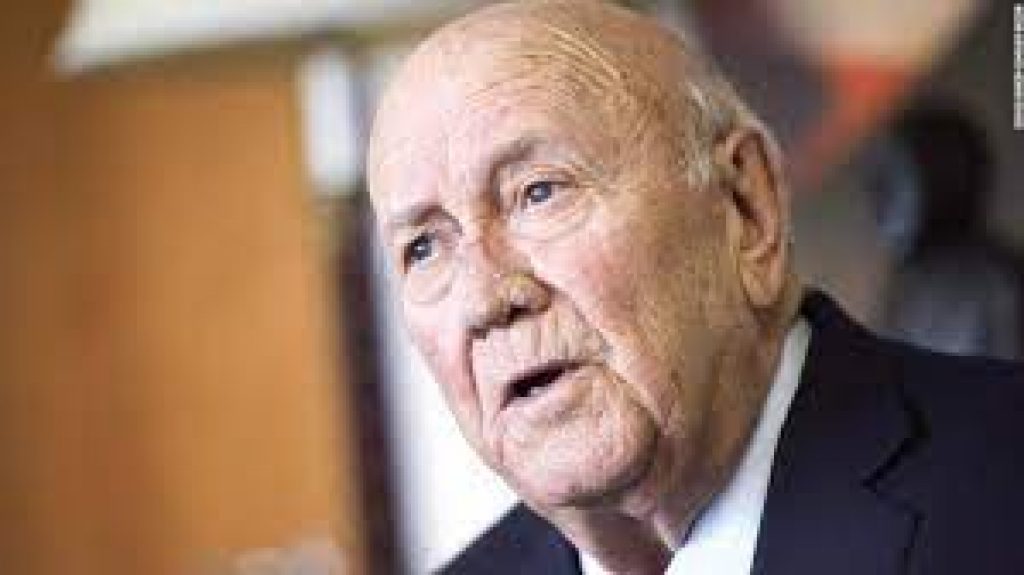 Nobel Laureate and former South African President FW de Klerk passes away at 85