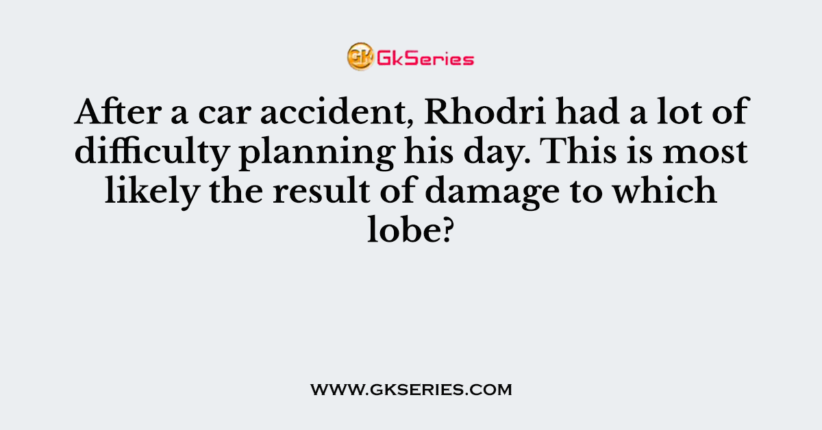 After a car accident, Rhodri had a lot of difficulty planning his day. This is most likely the result of damage to which lobe?
