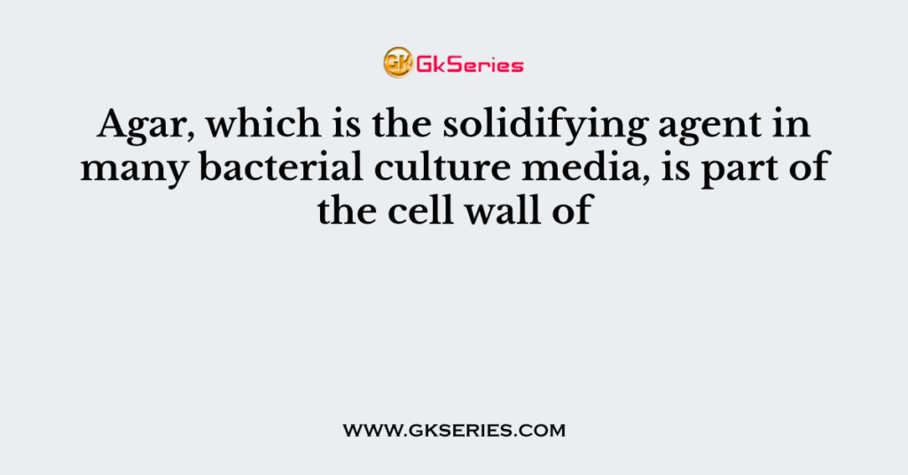 Agar, which is the solidifying agent in many bacterial culture media, is part of the cell wall of