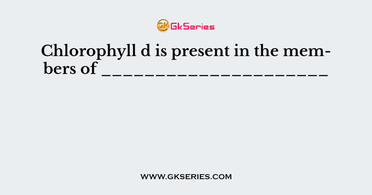 Chlorophyll d is present in the members of _____________________