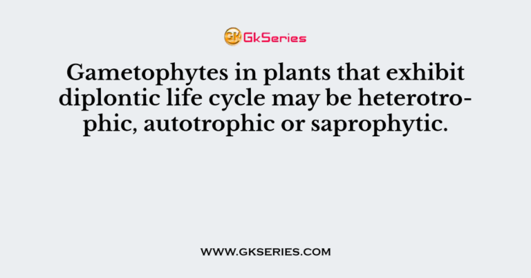 Gametophytes in plants that exhibit diplontic life cycle may be ...