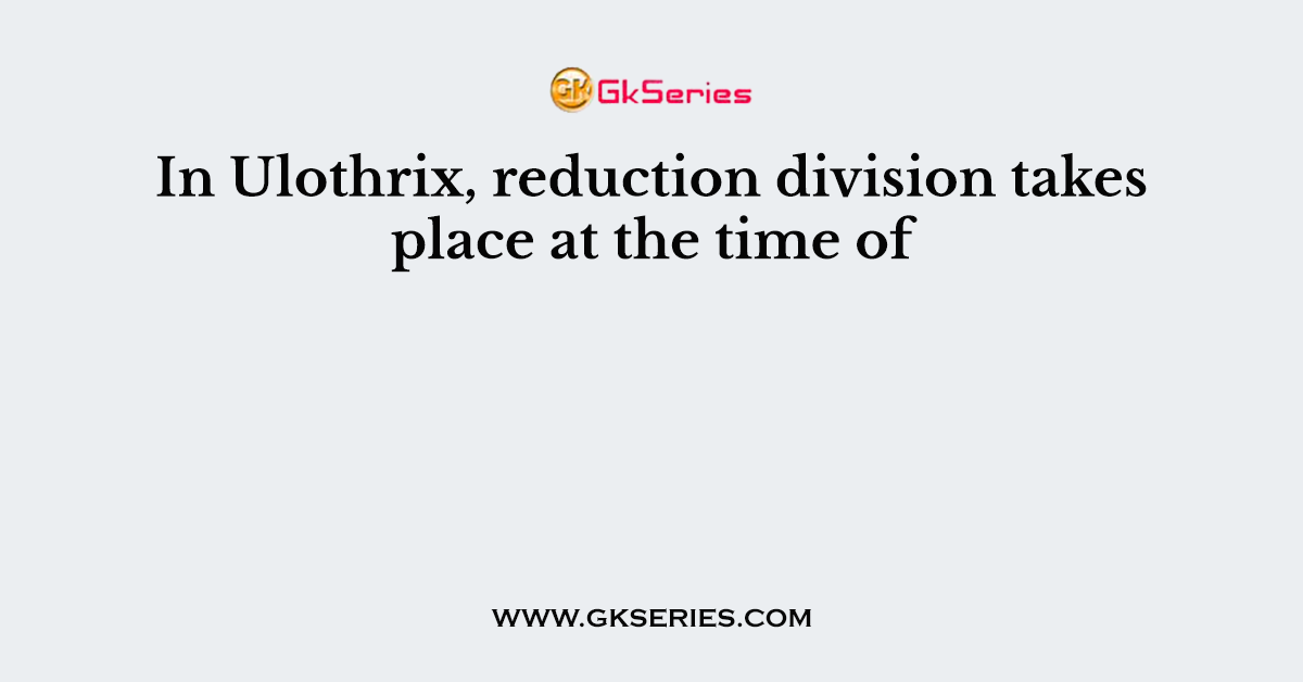 In Ulothrix, reduction division takes place at the time of