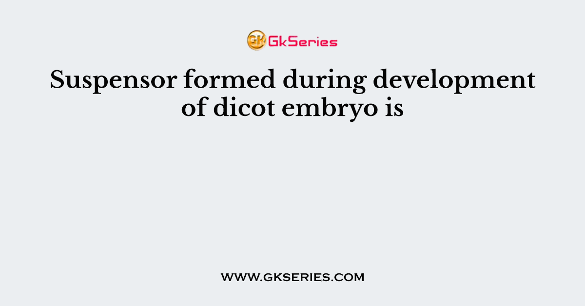 Suspensor formed during development of dicot embryo is