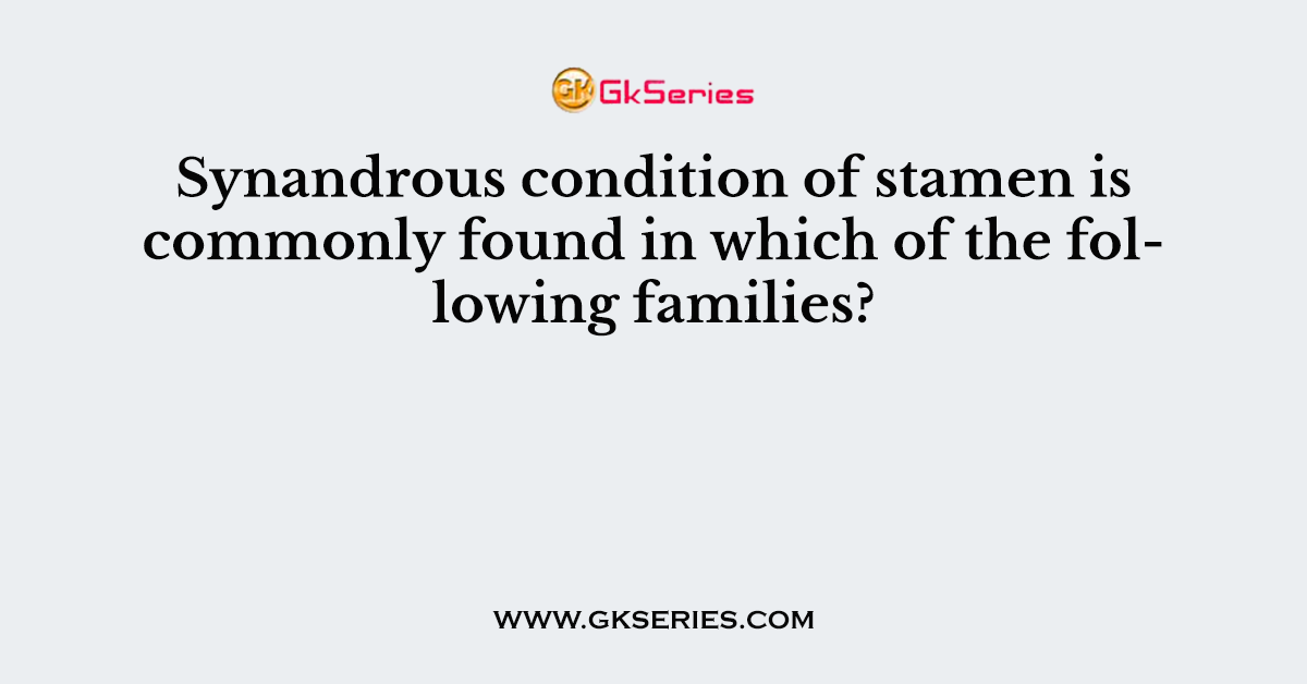 Synandrous condition of stamen is commonly found in which of the following families?
