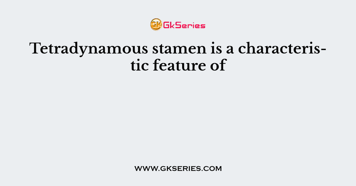 Tetradynamous stamen is a characteristic feature of