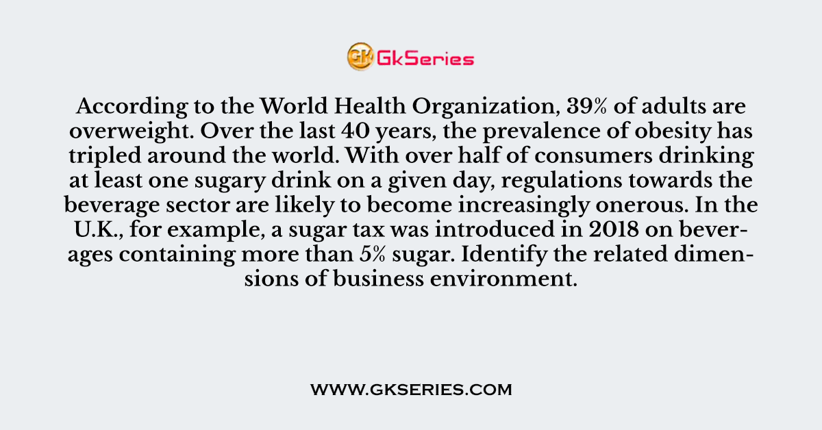 According to the World Health Organization, 39% of adults are overweight