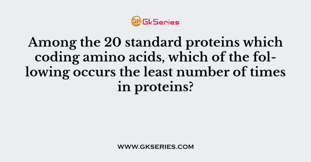 Among the 20 standard proteins which coding amino acids, which of the following occurs the least number of times in proteins?