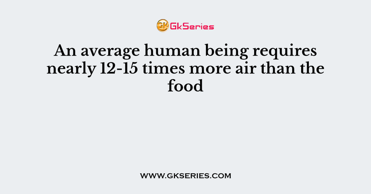 An average human being requires nearly 12-15 times more air than the food