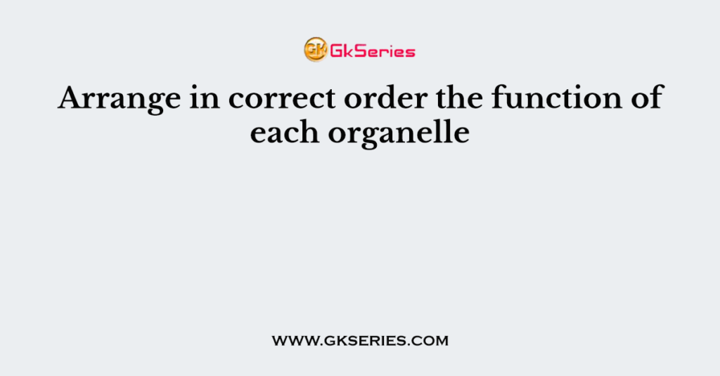 Arrange in correct order the function of each organelle