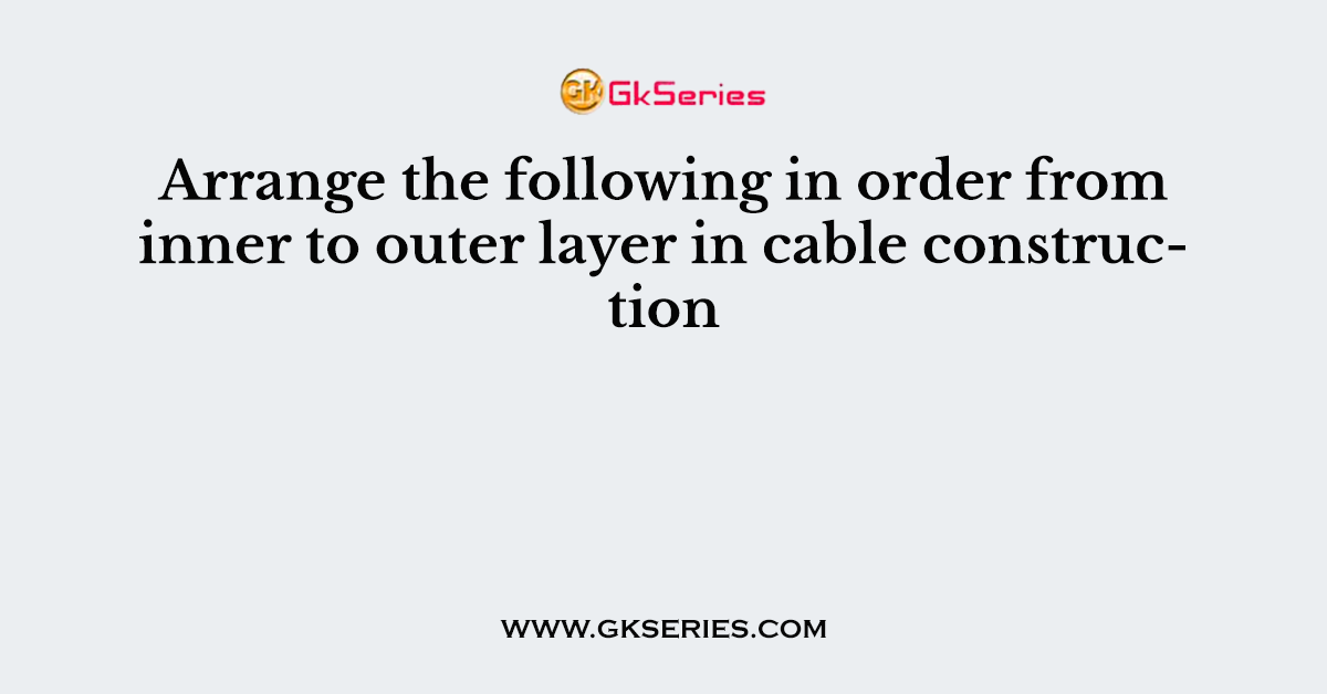 Arrange the following in order from inner to outer layer in cable construction