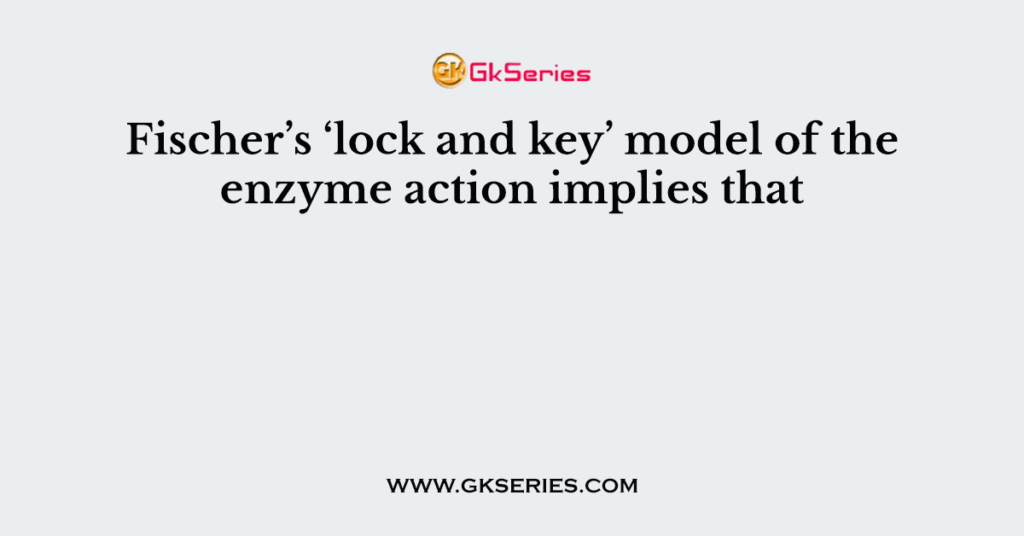 Fischer’s ‘lock and key’ model of the enzyme action implies that