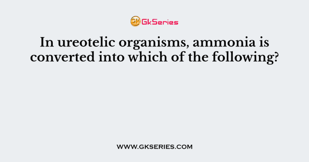 In ureotelic organisms, ammonia is converted into which of the following?