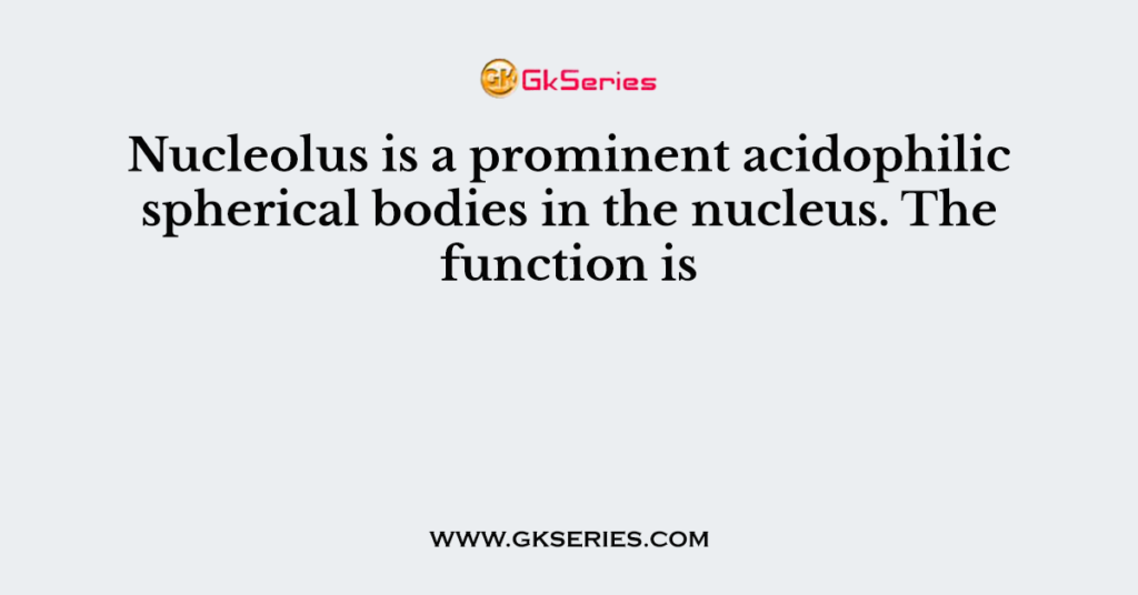 Nucleolus is a prominent acidophilic spherical bodies in the nucleus. The function is