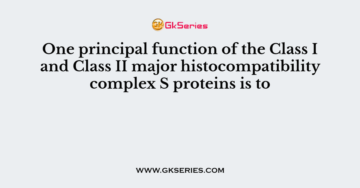 One principal function of the Class I and Class II major histocompatibility complex S proteins is to
