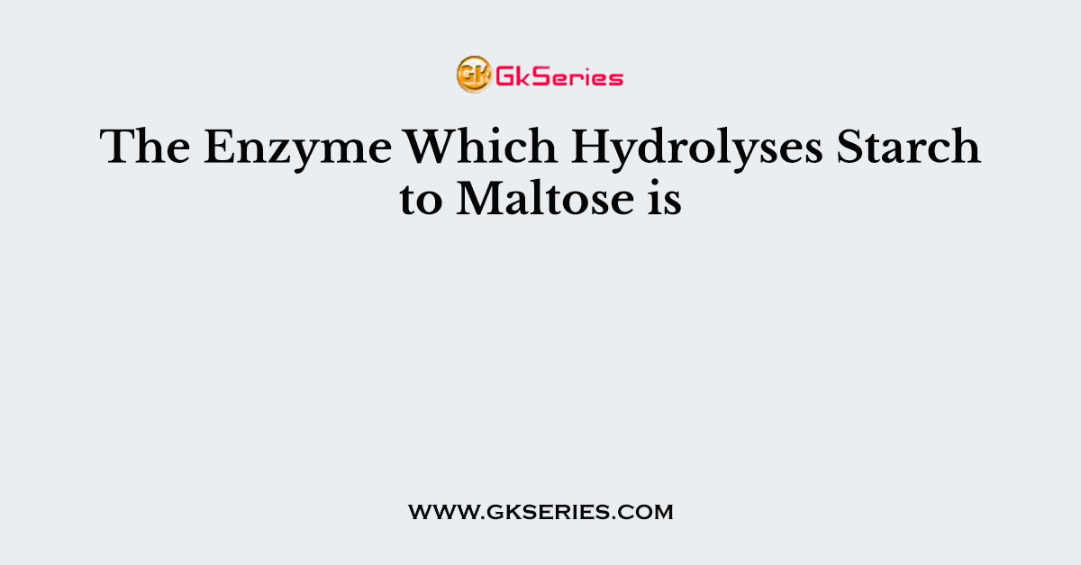 The Enzyme Which Hydrolyses Starch to Maltose is