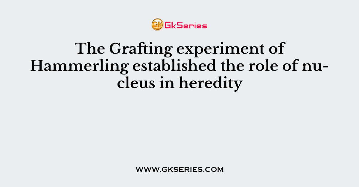 The Grafting experiment of Hammerling established the role of nucleus in heredity