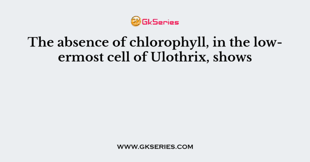 The absence of chlorophyll, in the lowermost cell of Ulothrix, shows