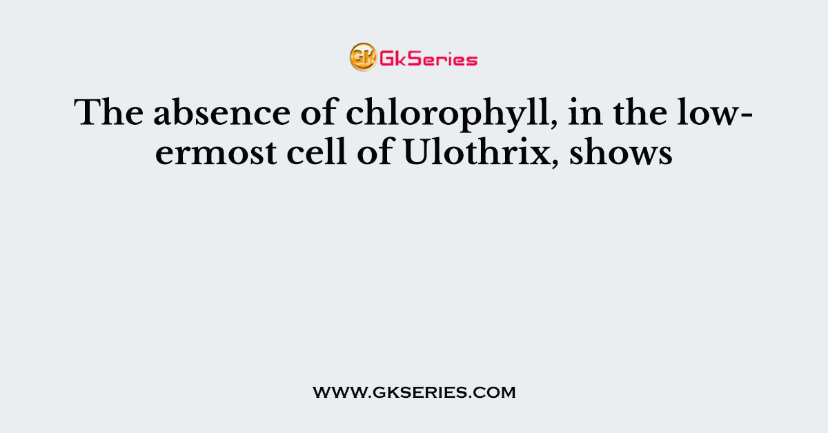 The absence of chlorophyll, in the lowermost cell of Ulothrix, shows