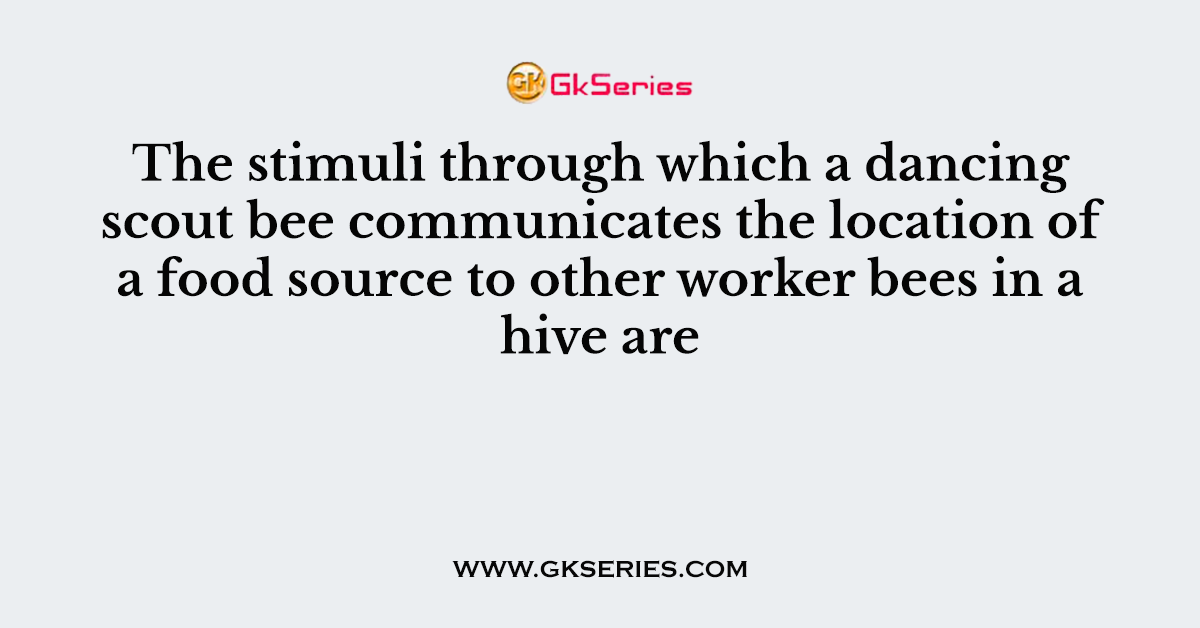 The stimuli through which a dancing scout bee communicates the location of a food source to other worker bees in a hive are