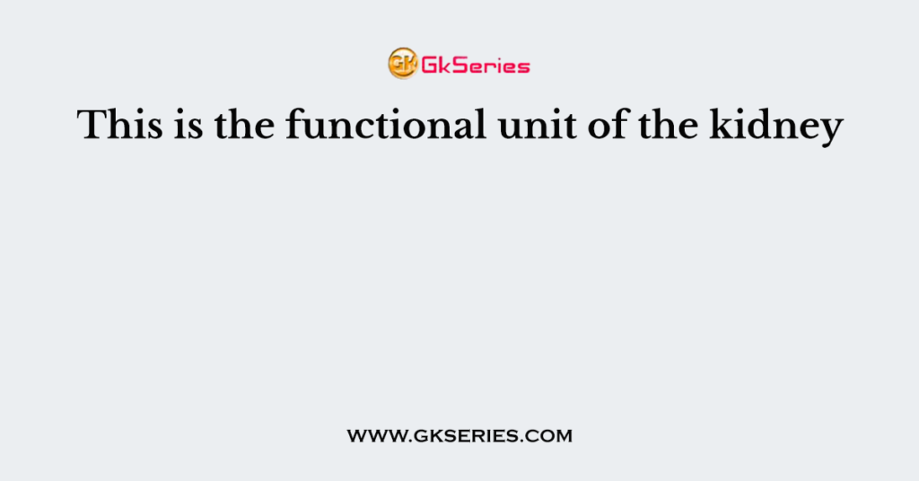 This is the functional unit of the kidney