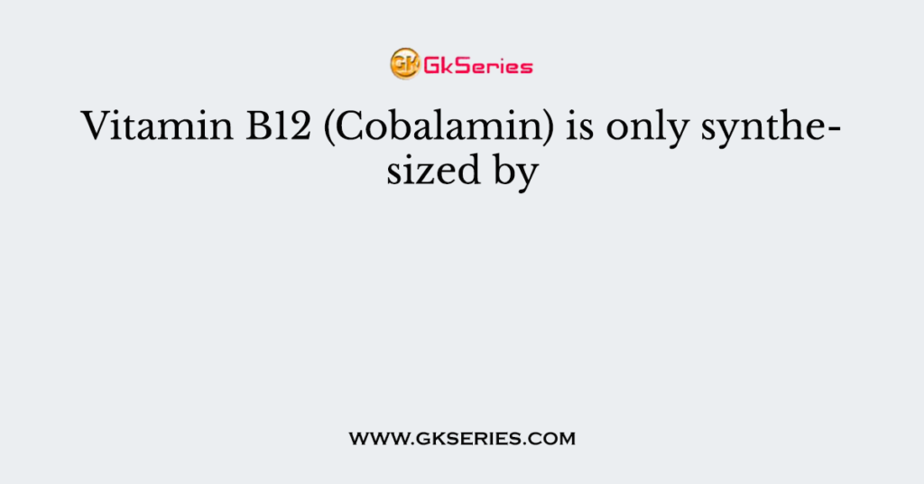 Vitamin B12 (Cobalamin) Is Only Synthesized By