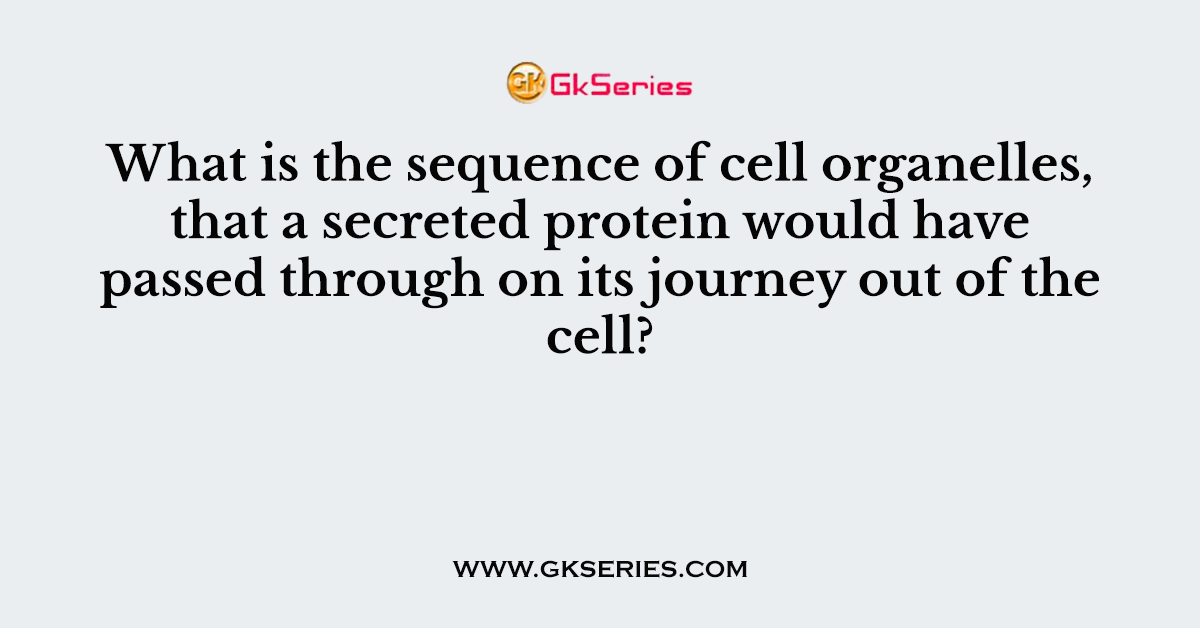 What is the sequence of cell organelles, that a secreted protein would have passed through on its journey out of the cell?