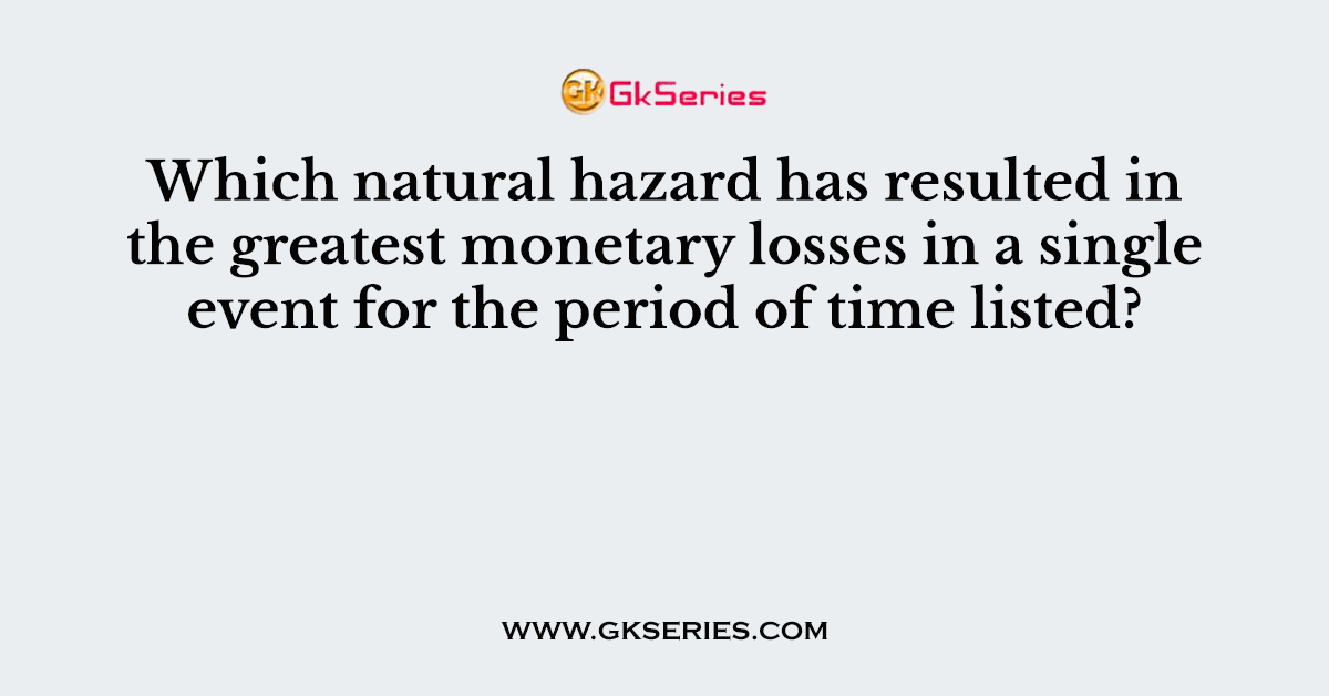Which natural hazard has resulted in the greatest monetary losses in a single event for the period of time listed?