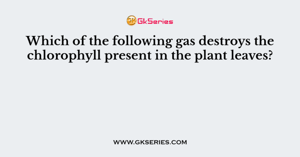 Which of the following gas destroys the chlorophyll present in the plant leaves?