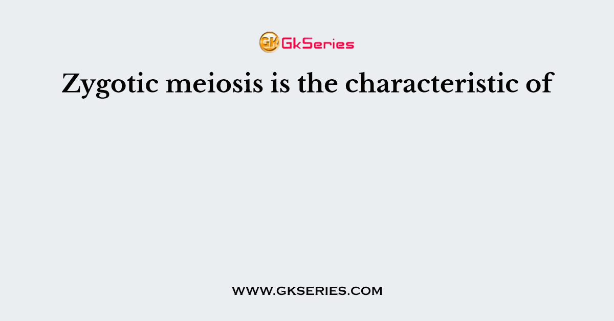 Zygotic meiosis is the characteristic of