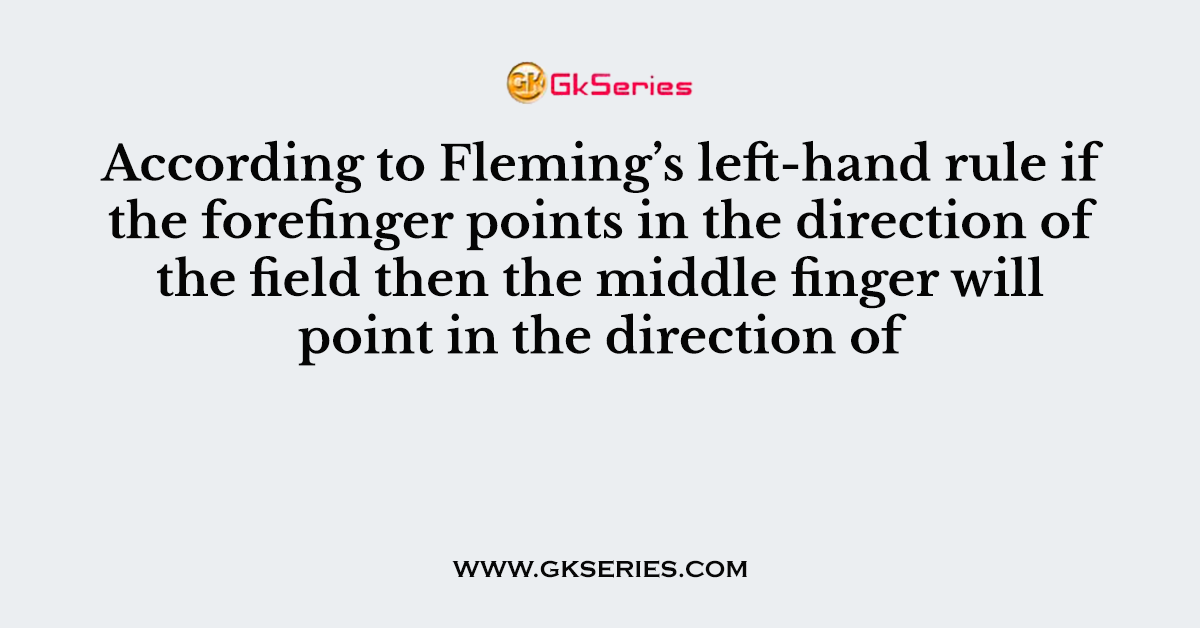 According to Fleming’s left-hand rule if the forefinger points in the direction of the field then the middle finger will point in the direction of