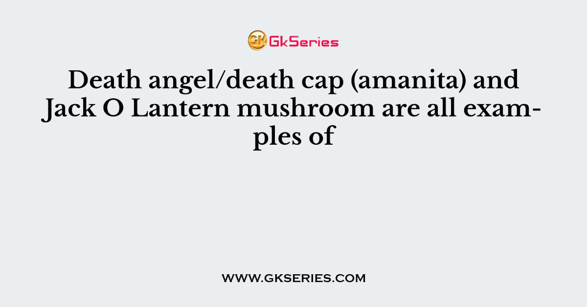 Death angel/death cap (amanita) and Jack O Lantern mushroom are all examples of