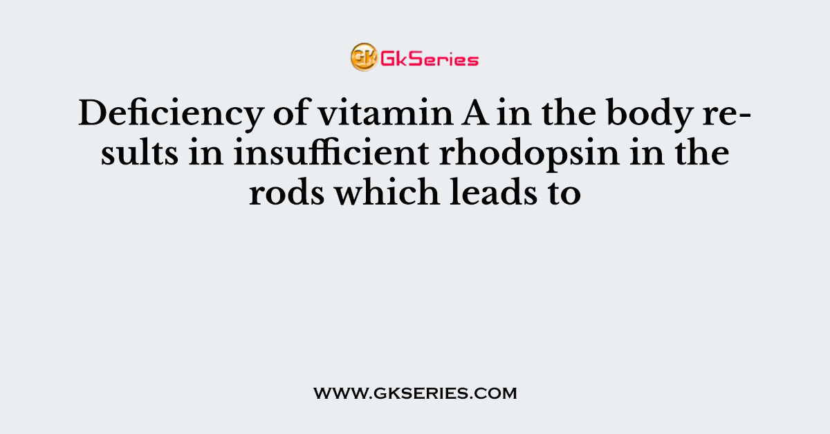 Deficiency of vitamin A in the body results in insufficient rhodopsin in the rods which leads to