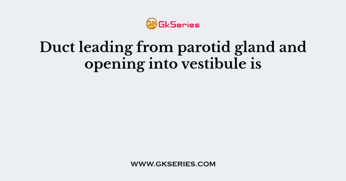 Duct leading from parotid gland and opening into vestibule is