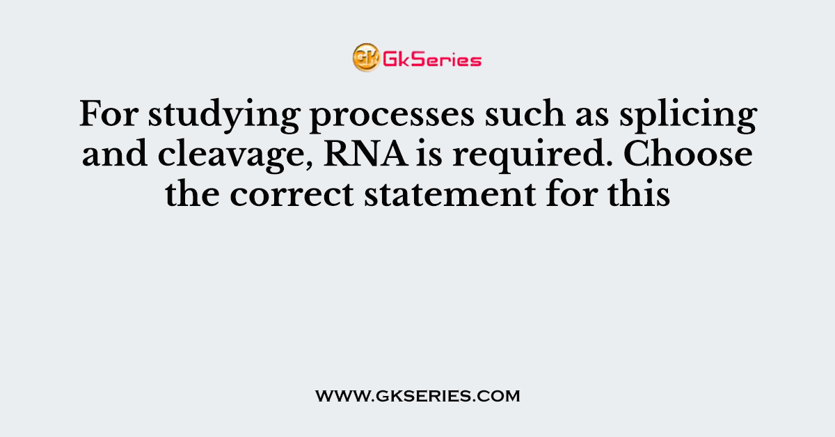 For studying processes such as splicing and cleavage, RNA is required. Choose the correct statement for this