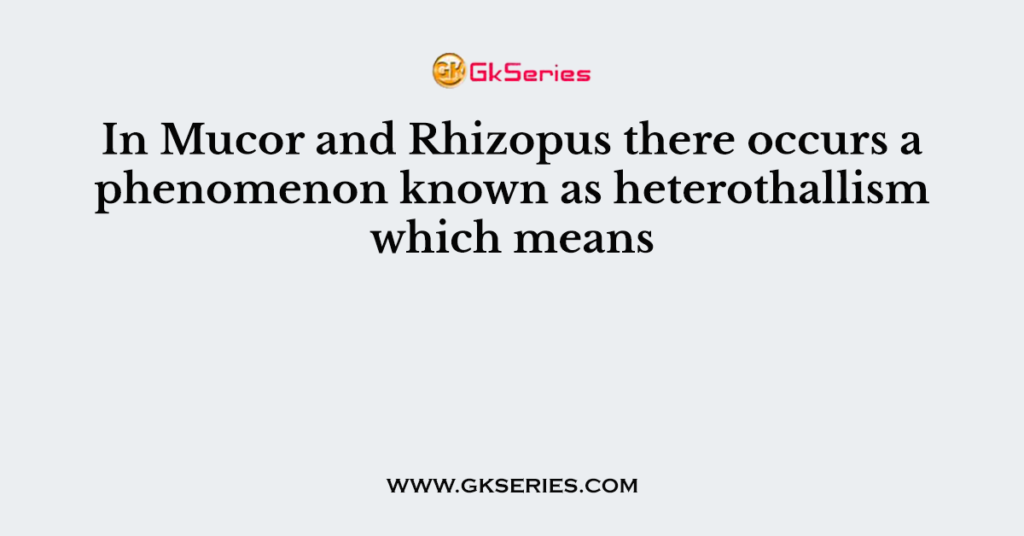 In Mucor and Rhizopus there occurs a phenomenon known as heterothallism which means