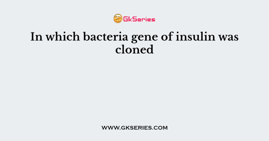 In which bacteria gene of insulin was cloned