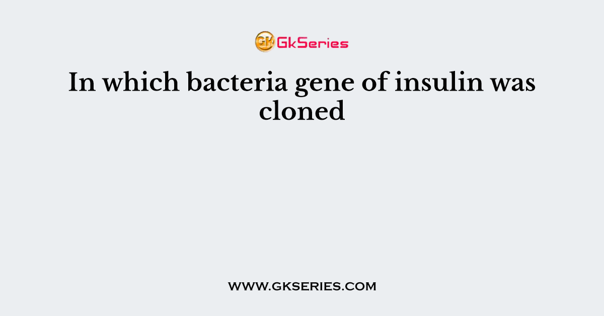 In which bacteria gene of insulin was cloned