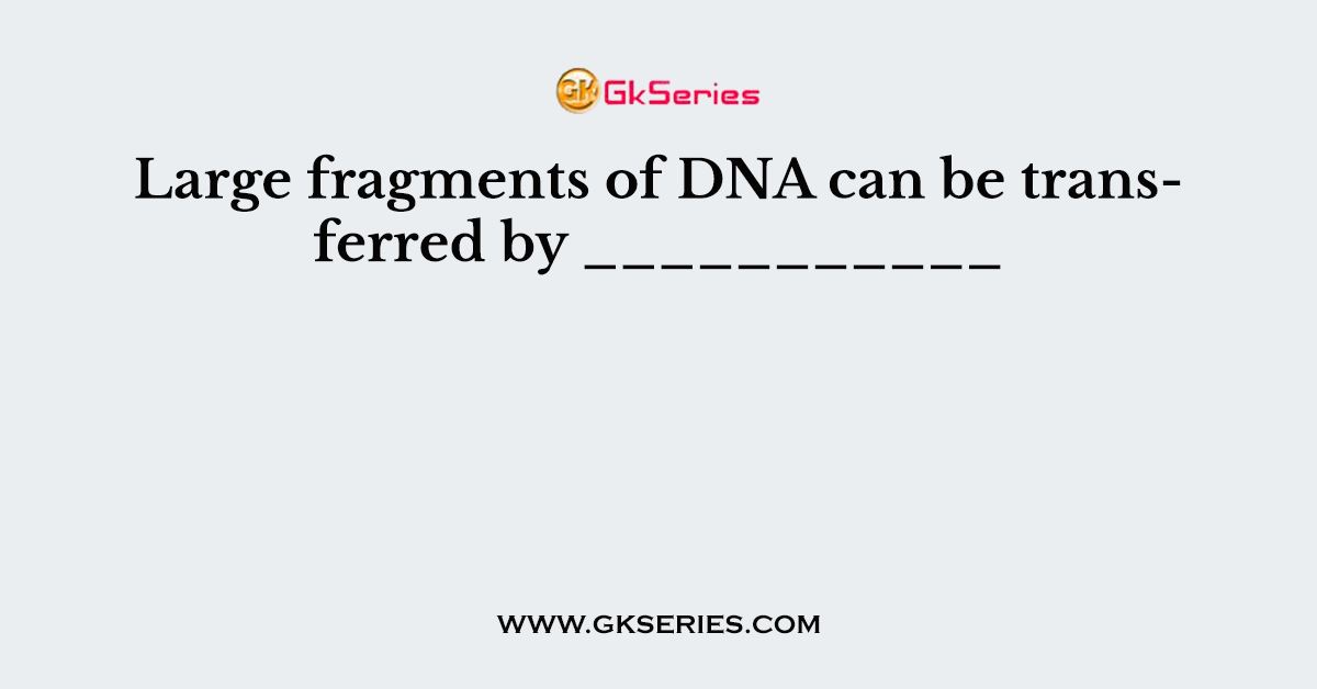 Large fragments of DNA can be transferred by ___________