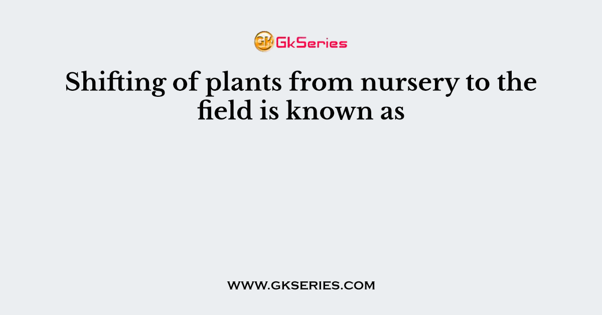 Shifting of plants from nursery to the field is known as