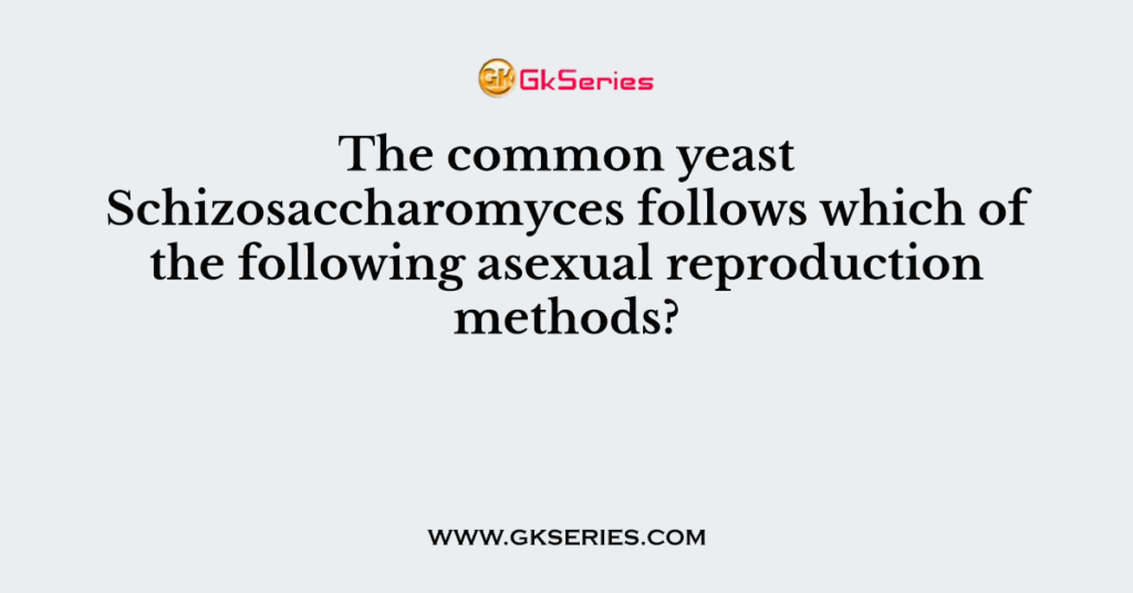 The common yeast Schizosaccharomyces follows which of the following asexual reproduction methods?