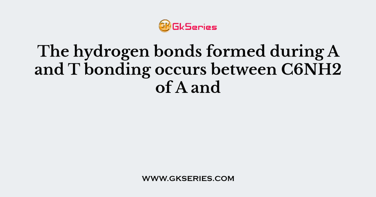 The hydrogen bonds formed during A and T bonding occurs between C6NH2 of A and