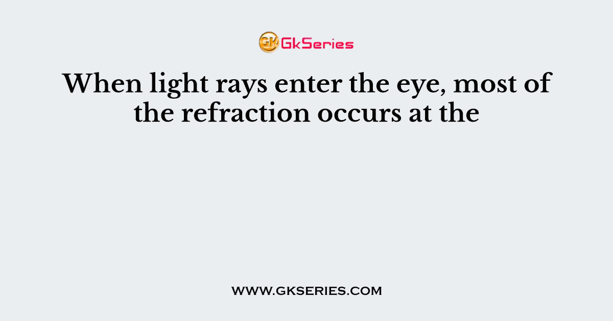When light rays enter the eye, most of the refraction occurs at the