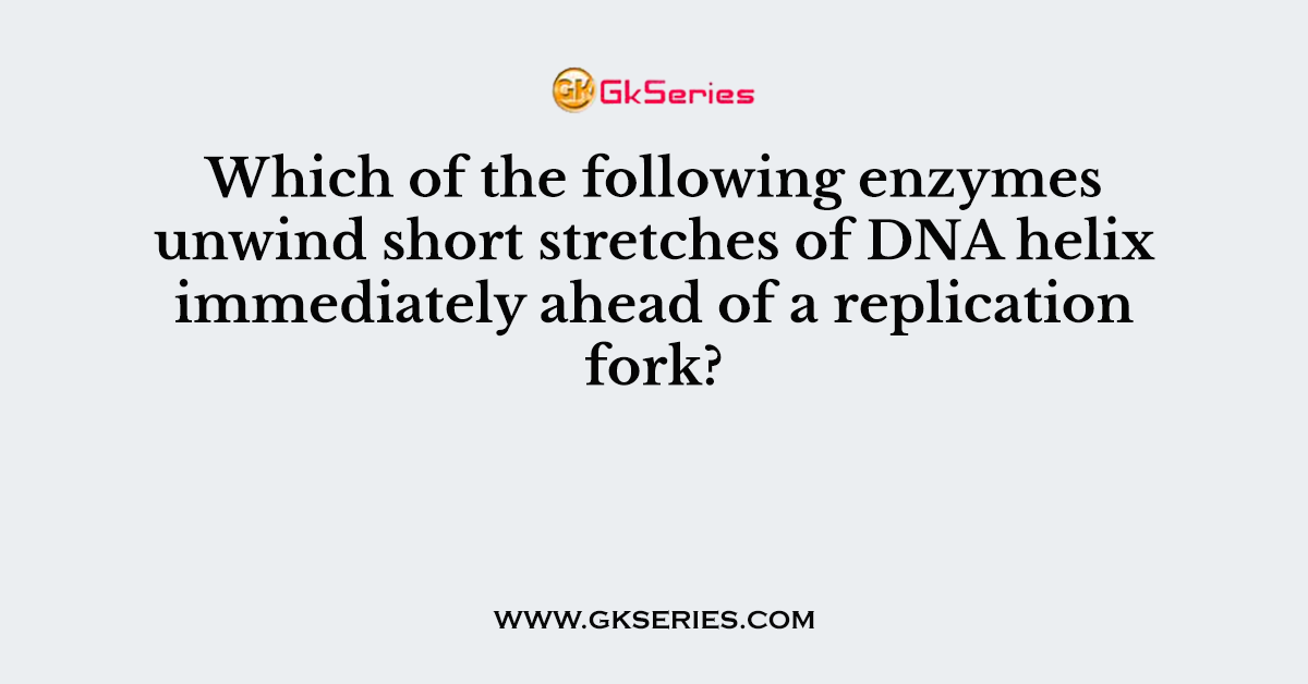 Which of the following enzymes unwind short stretches of DNA helix immediately ahead of a replication fork?