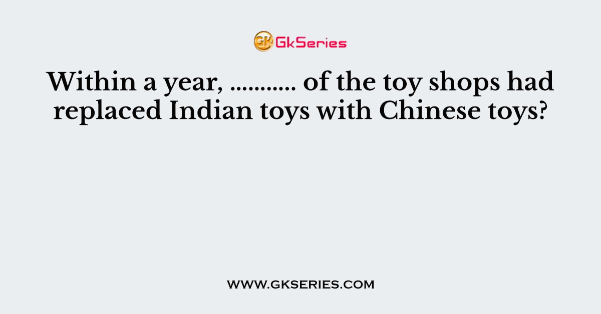 Within a year, ……….. of the toy shops had replaced Indian toys with Chinese toys?