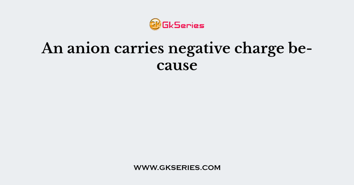 An anion carries negative charge because