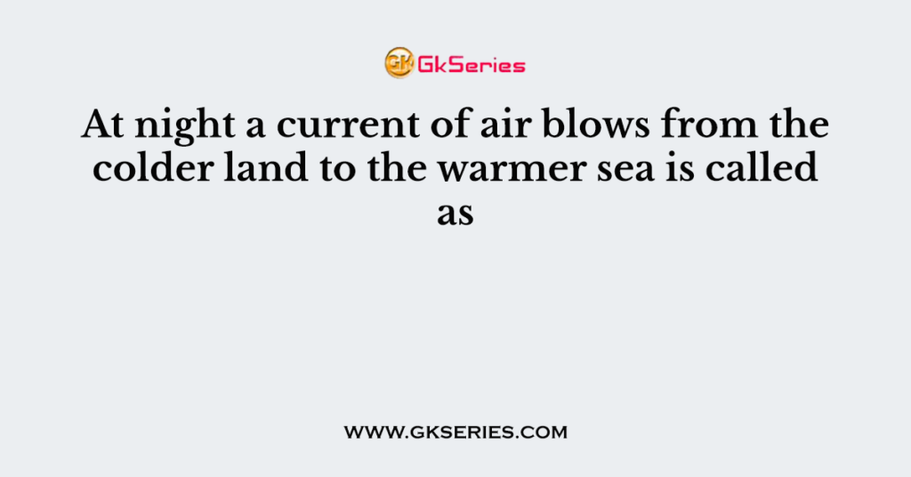 At night a current of air blows from the colder land to the warmer sea is called as