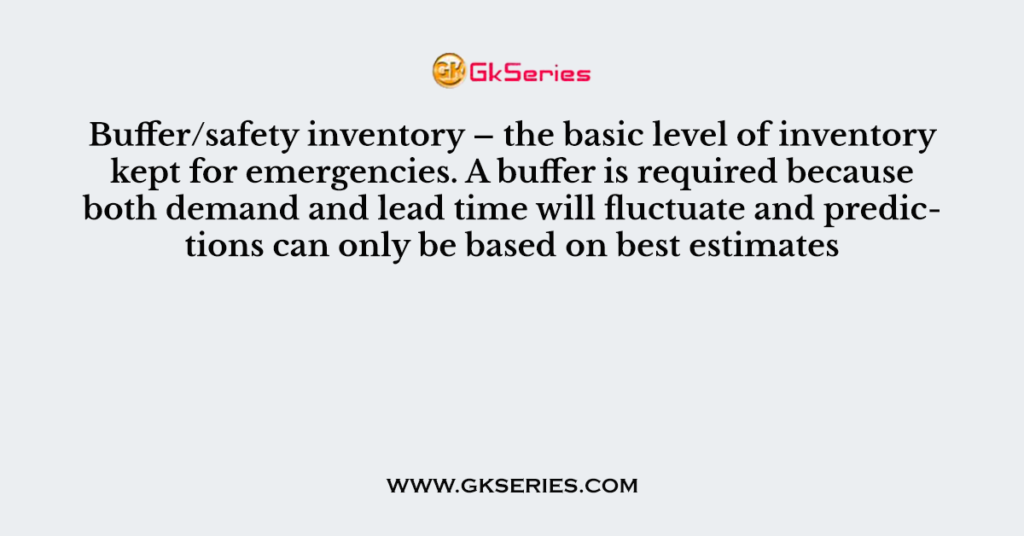 Buffer/safety inventory – the basic level of inventory kept for emergencies