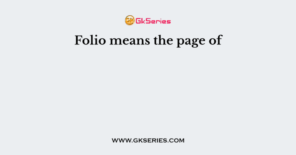 What Does Folio Mean In English