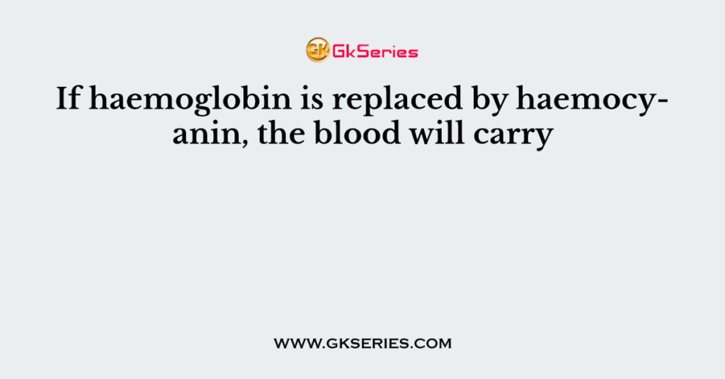 If haemoglobin is replaced by haemocyanin, the blood will carry